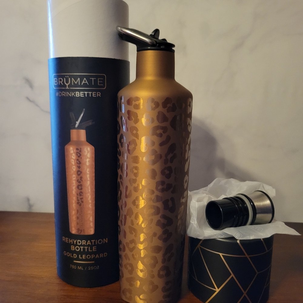BNIB Brumate Rehydration Gold Leopard Water Bottle